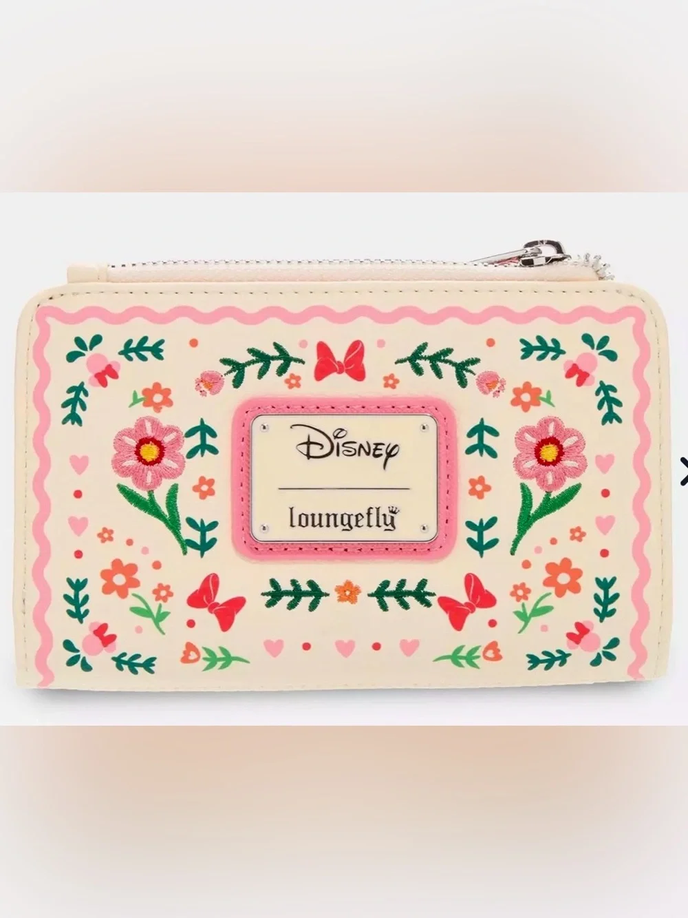 NEW w Tags Loungefly Disney Minnie Mouse Floral Embroidered Zip Around Wallet